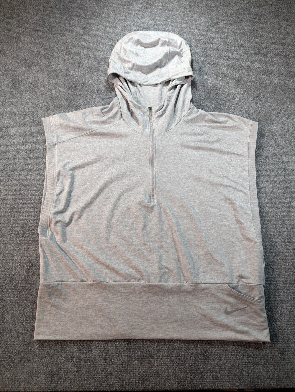 Nike sleeveless half-zip training hoodie Gray Mens XL Running Gym Activewear